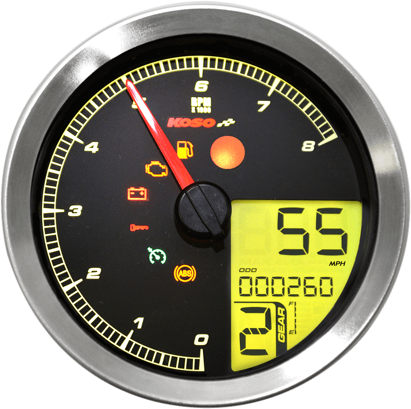 KOSO NORTH AMERICA 2211-0169 Multi-Function Speedometer/Tachometer - HD-04 - Chrome — image 5 of 8