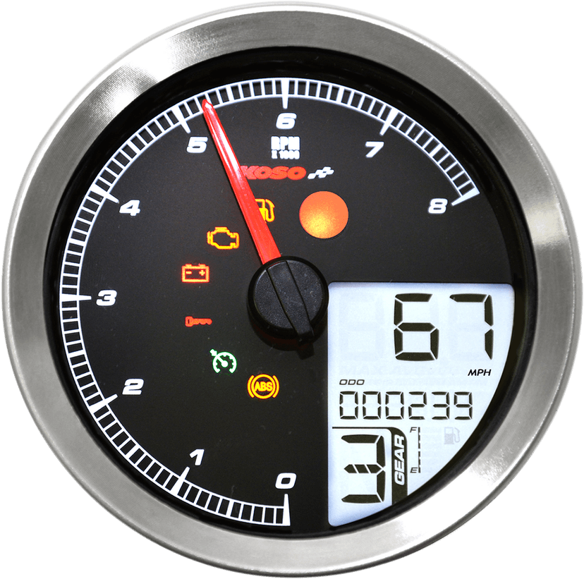 KOSO NORTH AMERICA 2211-0169 Multi-Function Speedometer/Tachometer - HD-04 - Chrome — image 8 of 8