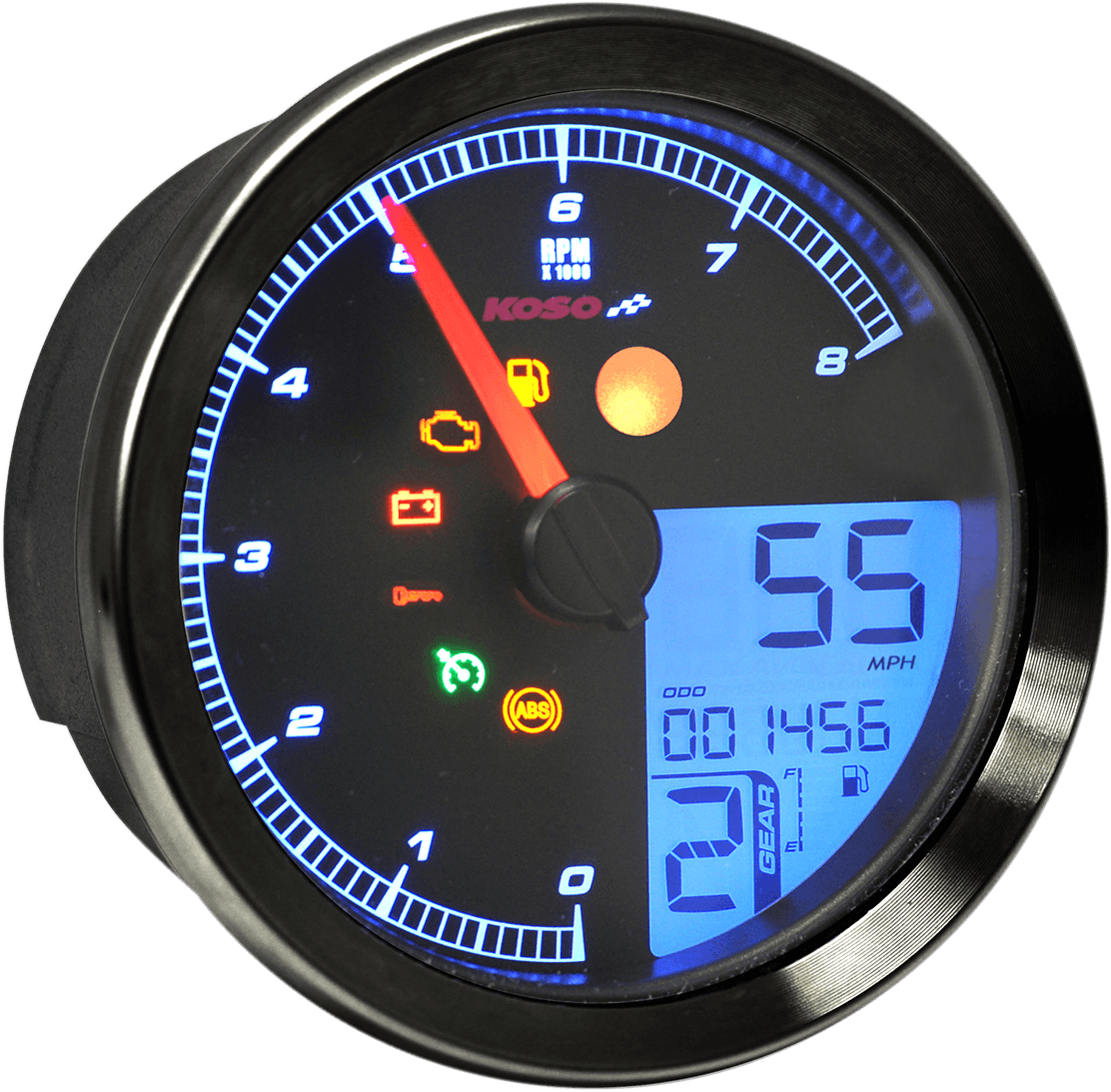 KOSO NORTH AMERICA 2211-0170 Multi-Function Speedometer/Tachometer - HD-04 - Black