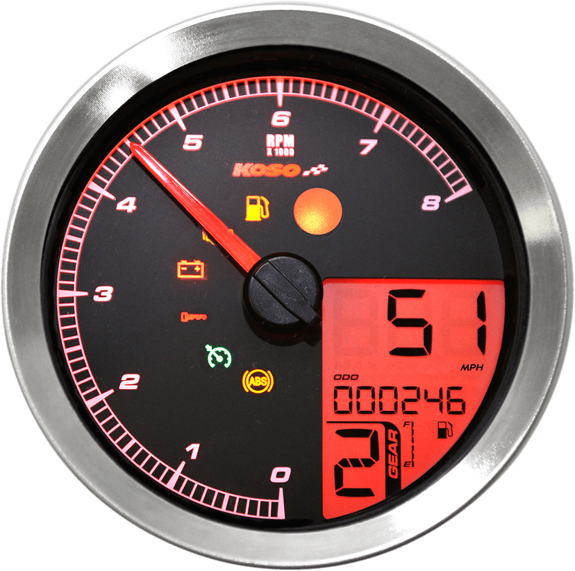 KOSO NORTH AMERICA 2211-0171 Multi-Function Speedometer/Tachometer - HD-04 - Chrome — image 3 of 8