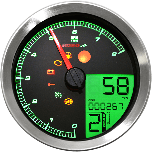 KOSO NORTH AMERICA 2211-0171 Multi-Function Speedometer/Tachometer - HD-04 - Chrome — image 2 of 8