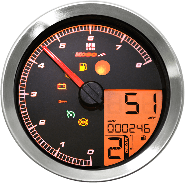 KOSO NORTH AMERICA 2211-0171 Multi-Function Speedometer/Tachometer - HD-04 - Chrome — image 7 of 8