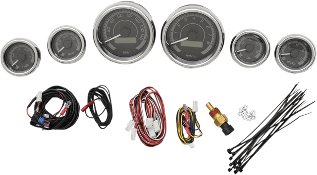 DAKOTA DIGITAL 2212-0436 MVX-8K Series Analog/Digital 6-Gauge Kit - Chrome Bezel - Black Face with Gray Background — image 1 of 3