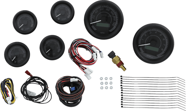 DAKOTA DIGITAL 2212-0437 MVX-8K Series Analog/Digital 6-Gauge Kit - Black Bezel - Black Face with Gray Background — image 1 of 4
