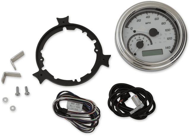 DAKOTA DIGITAL 2212-0509 MVX Series Fatbob Analog/Digital Gauge System - White/Gray/Chrome