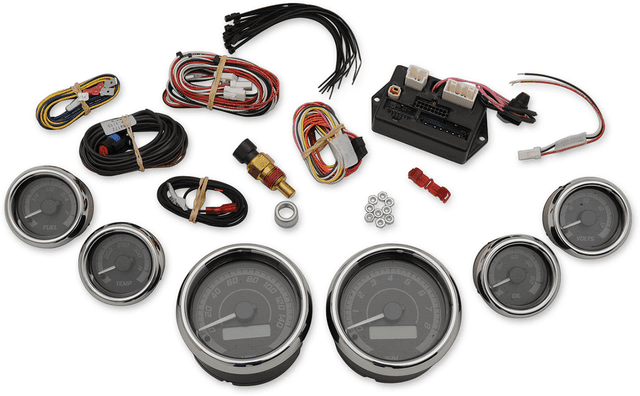 DAKOTA DIGITAL 2212-0566 MVX-8K Series Analog 6-Gauge Kit - Chrome Bezel - Black Face with Gray Background — image 1 of 4