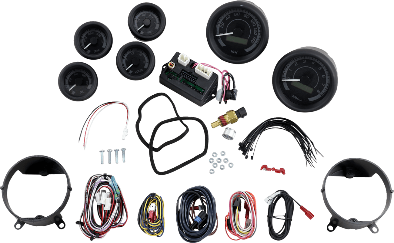 DAKOTA DIGITAL 2212-0567 MVX-8K Series Analog/Digital 6-Gauge Kit - Black Bezel - Black Face with Gray Background