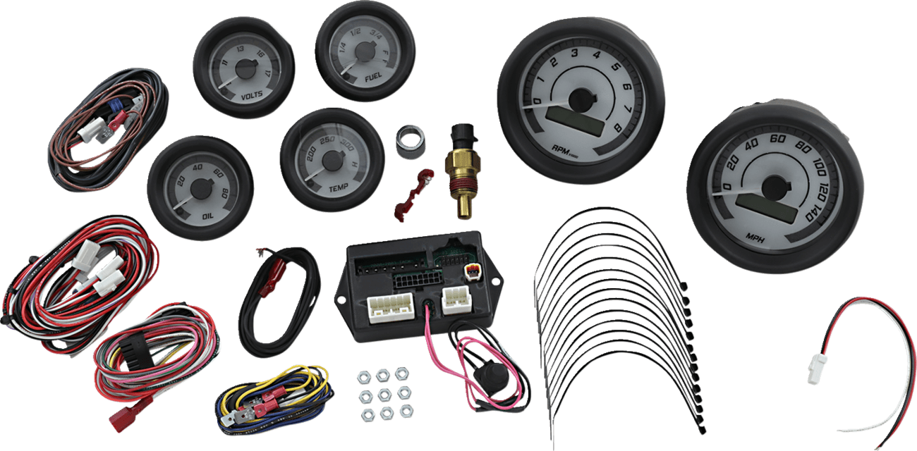 DAKOTA DIGITAL 2212-0569 MVX-8K Series Analog/Digital 6-Gauge Kit - Black Bezel - White Face with Gray Background