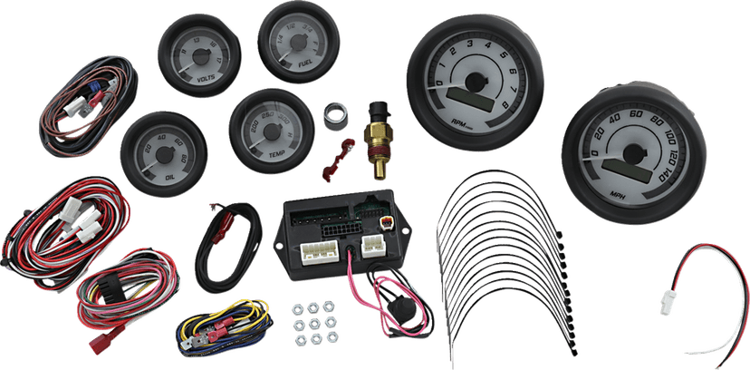 DAKOTA DIGITAL 2212-0569 MVX-8K Series Analog/Digital 6-Gauge Kit - Black Bezel - White Face with Gray Background — image 1 of 4
