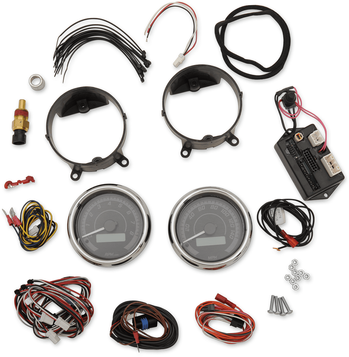 DAKOTA DIGITAL 2212-0572 MVX-8K Series Analog/Digital 2-Gauge Kit - Chrome Bezel - Black Face with Gray Background