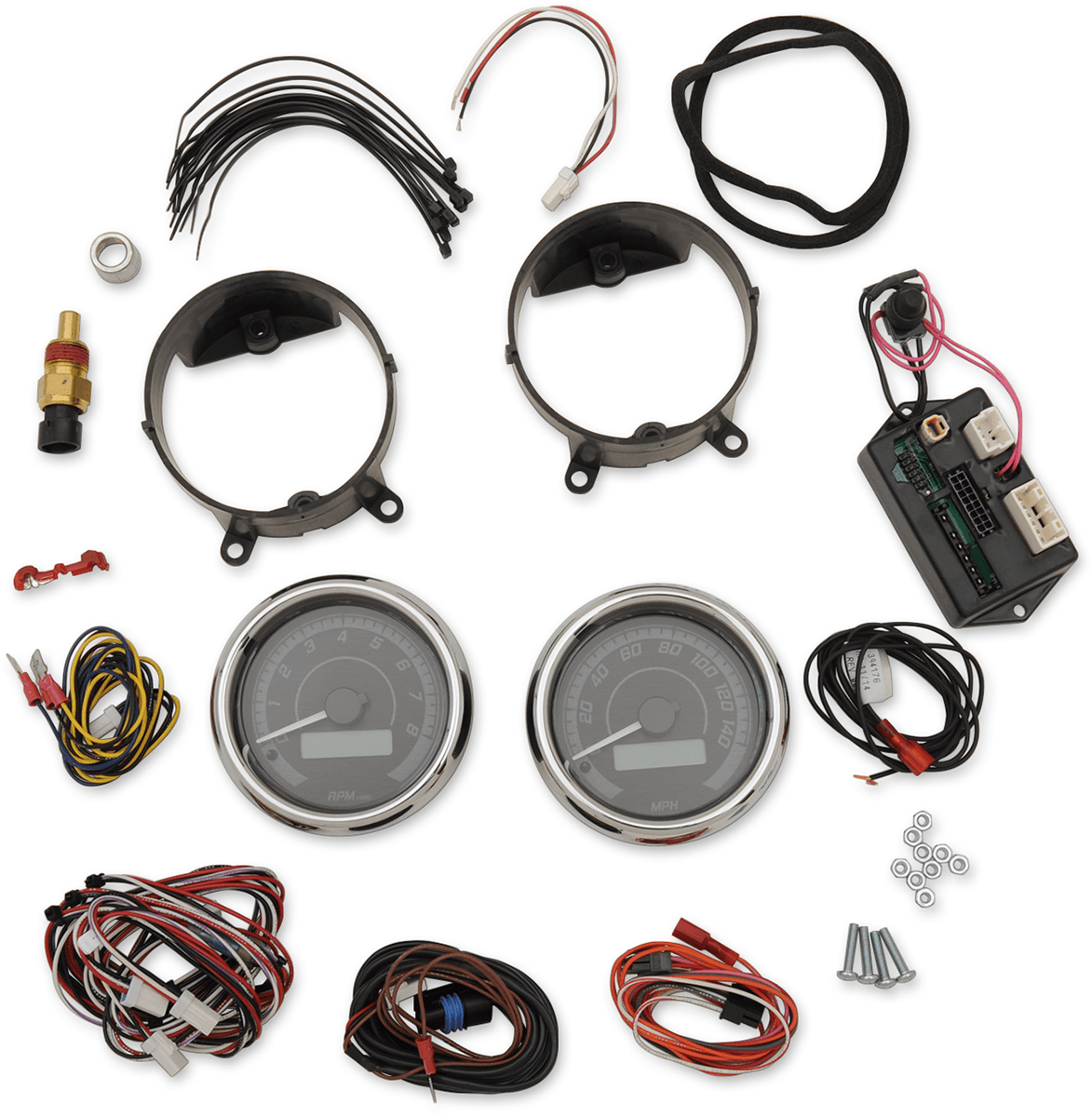 DAKOTA DIGITAL 2212-0572 MVX-8K Series Analog/Digital 2-Gauge Kit - Chrome Bezel - Black Face with Gray Background