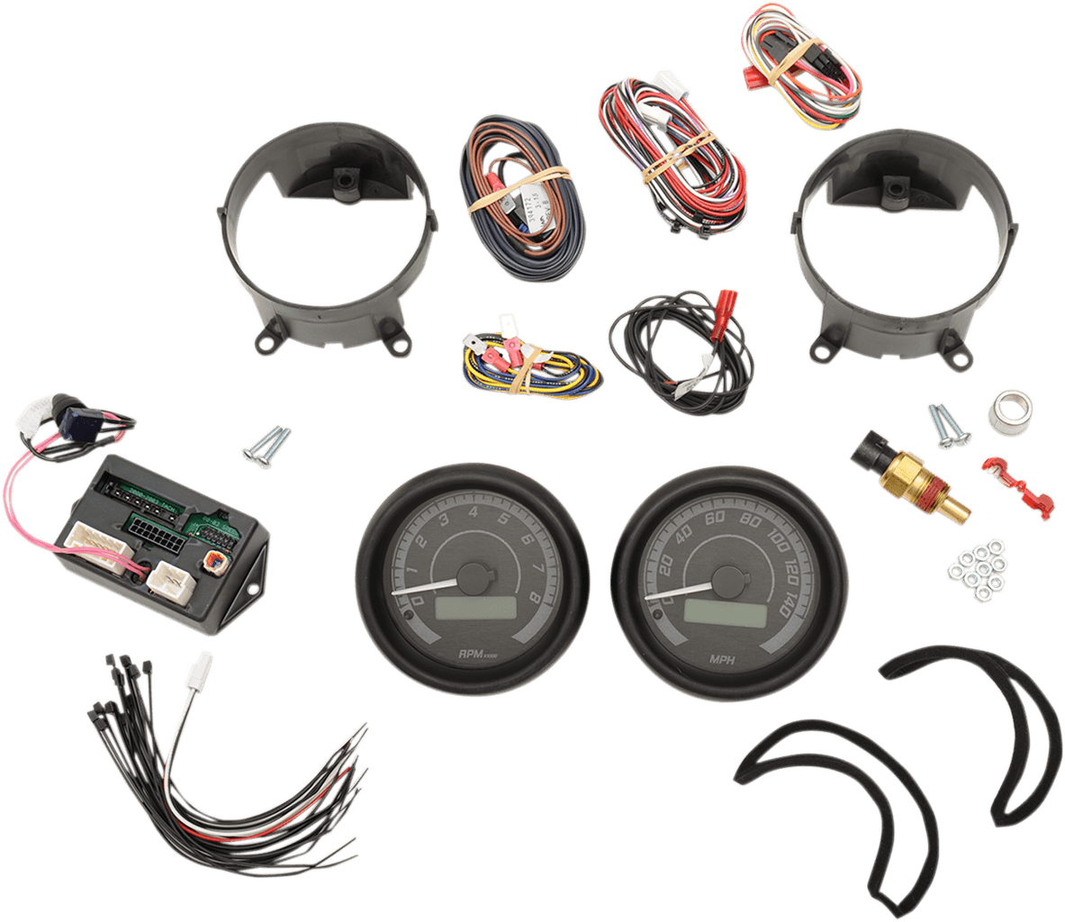 DAKOTA DIGITAL 2212-0573 MVX-8K Series Analog/Digital 2-Gauge Kit - Black Bezel - Black Face with Gray Background