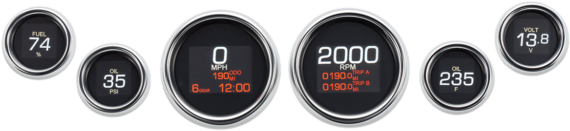 DAKOTA DIGITAL 2212-0745 MLX 6-Gauge Instrument Kit - Chrome Bezel - Touring/Trike '04-'13