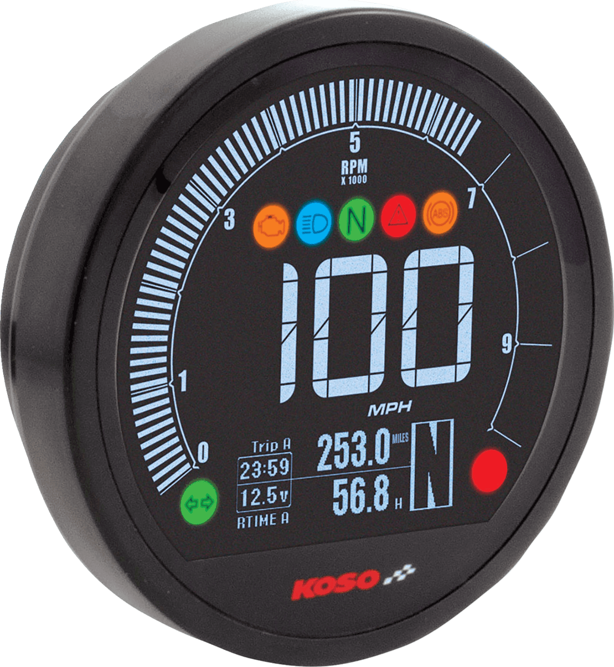 KOSO NORTH AMERICA 2212-0905 DL-04HD Multifunction Gauge - Black - Harley Davidson®