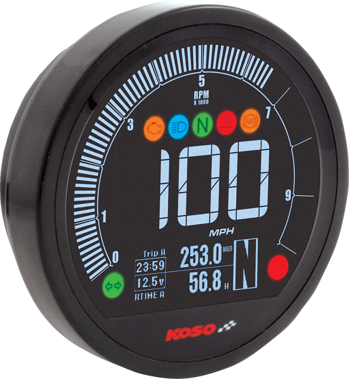KOSO NORTH AMERICA 2212-0905 DL-04HD Multifunction Gauge - Black - Harley Davidson®