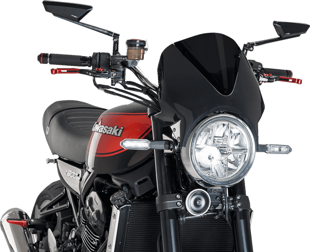 PUIG HI-TECH PARTS 2301-3121 Windscreen - 13" - Black/Dark Smoke - Z900RS/SE