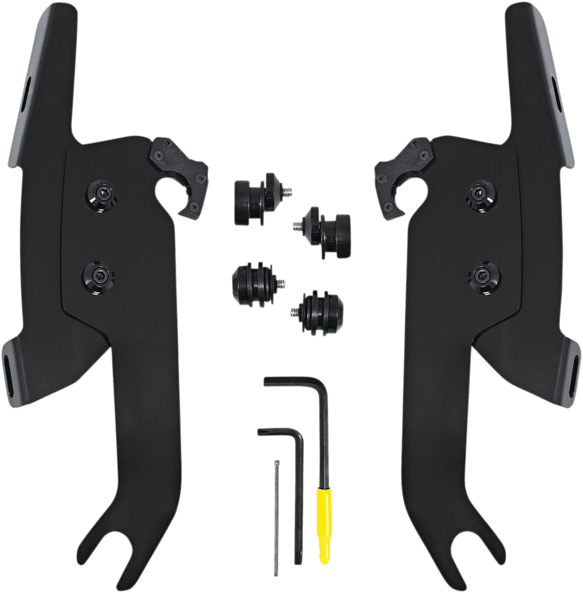 MEMPHIS SHADES 2320-0253 Fats/Slim Windshield Trigger Lock Complete Mount Kit - Black - FLSL