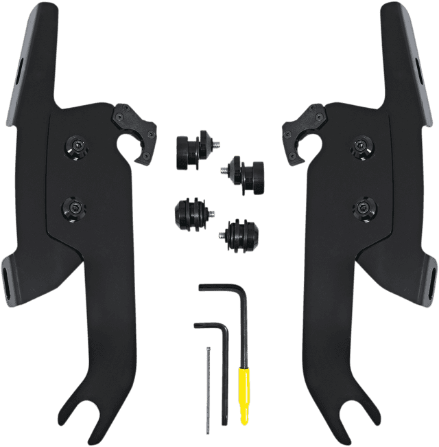 MEMPHIS SHADES 2320-0253 Fats/Slim Windshield Trigger Lock Complete Mount Kit - Black - FLSL