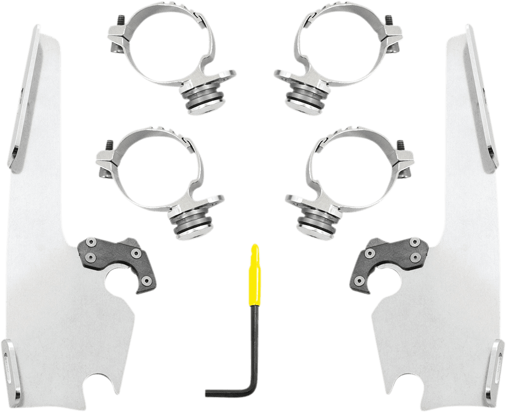 MEMPHIS SHADES 2320-0267 Fats/Slim Windshield Trigger Lock Complete Mount Kit - Polished - XL