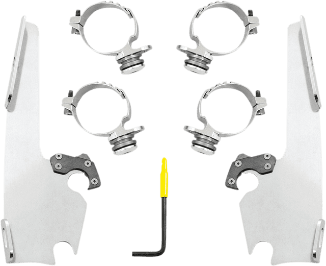 MEMPHIS SHADES 2320-0267 Fats/Slim Windshield Trigger Lock Complete Mount Kit - Polished - XL