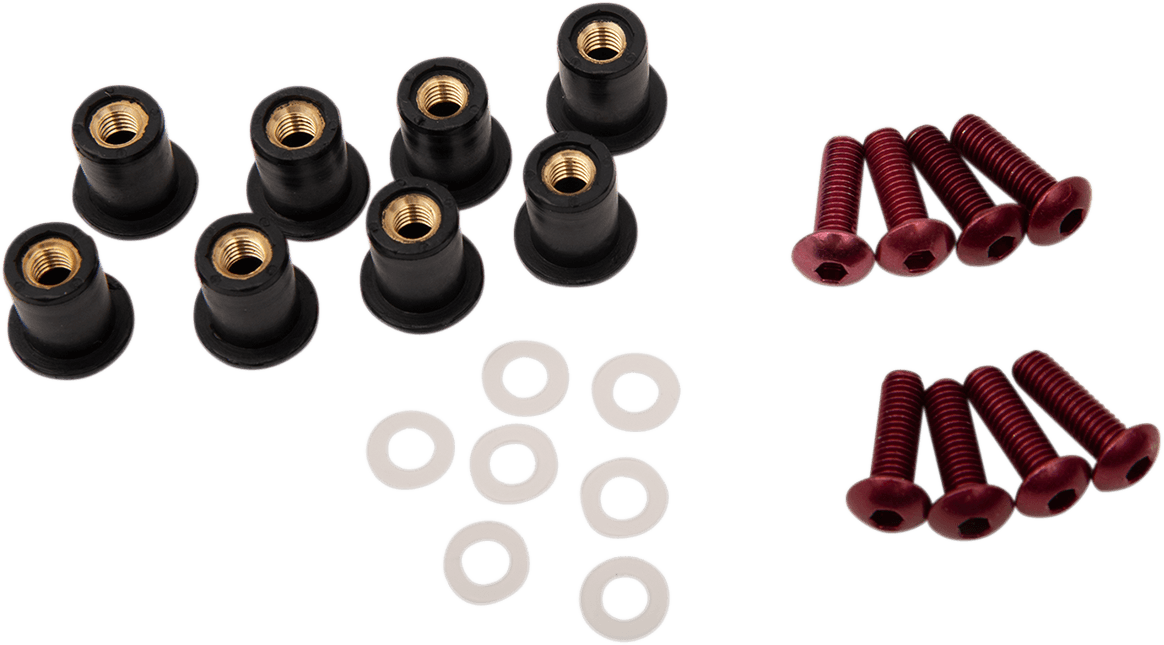 PUIG HI-TECH PARTS 2321-0410 Windscreen Screw Kit - Red