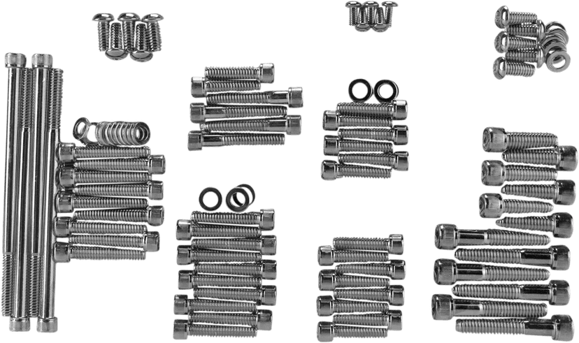DRAG SPECIALTIES 2401-0564 Bolt Kit - Complete Motor - Knurled/Socket-Head - Black/Chrome - '07-'16 Touring — image 1 of 2