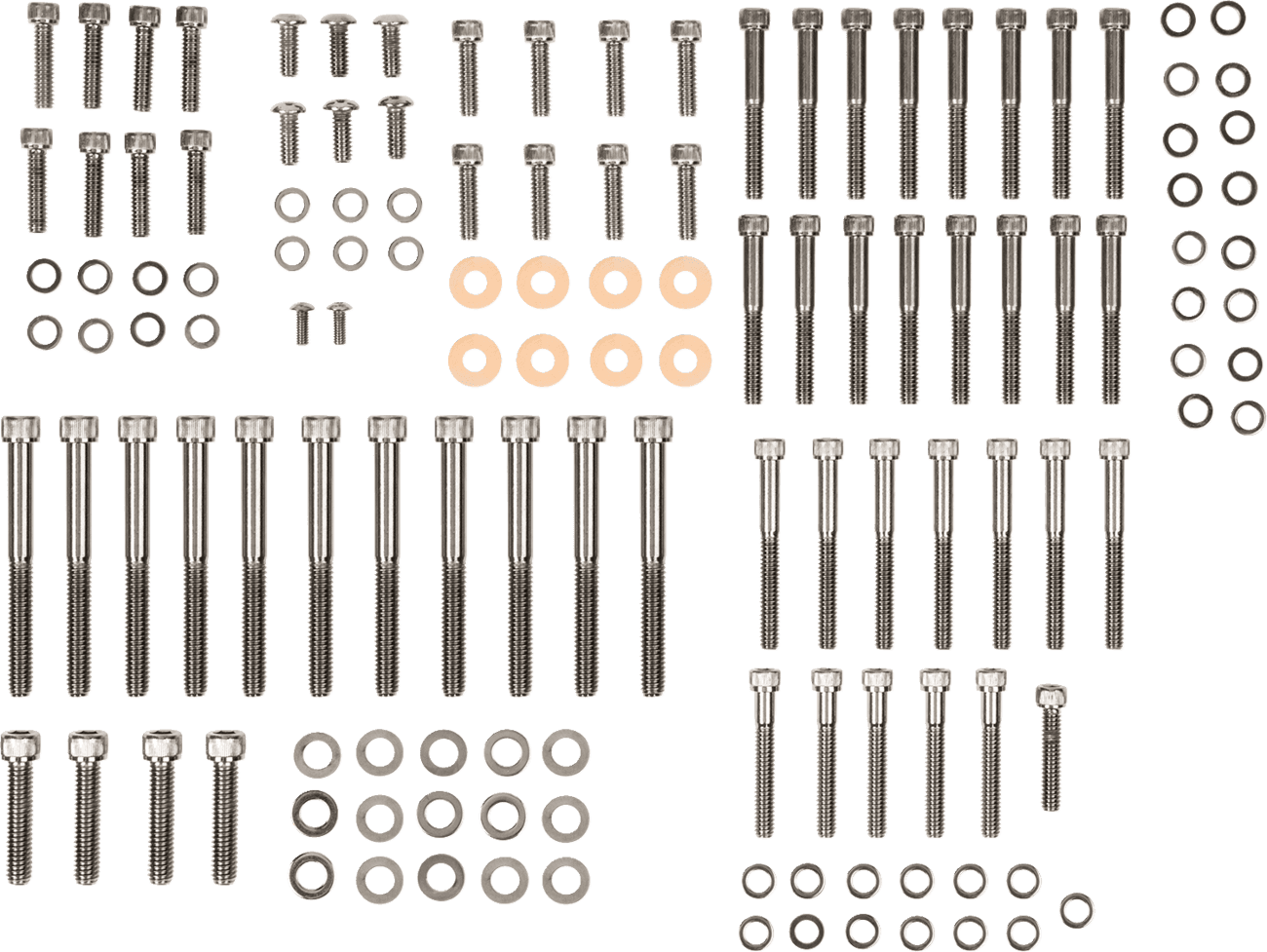 DRAG SPECIALTIES 2401-0566 Bolt Kit - Complete Motor - Knurled/Socket-Head - Black/Chrome - '04-'21 Sportster