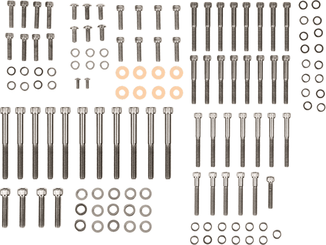 DRAG SPECIALTIES 2401-0566 Bolt Kit - Complete Motor - Knurled/Socket-Head - Black/Chrome - '04-'21 Sportster