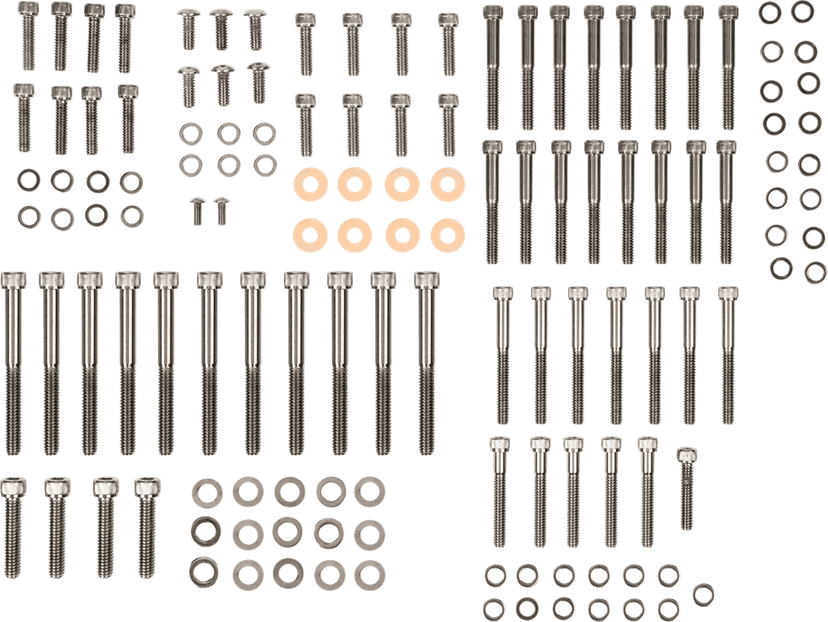 DRAG SPECIALTIES 2401-0566 Bolt Kit - Complete Motor - Knurled/Socket-Head - Black/Chrome - '04-'21 Sportster