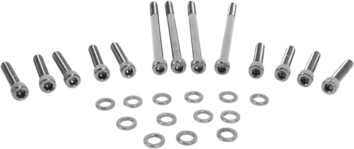 DRAG SPECIALTIES 2401-0568 Bolt Kit - Primary Cover - Knurled - Black/Chrome - '07-'17 Softail/Dyna