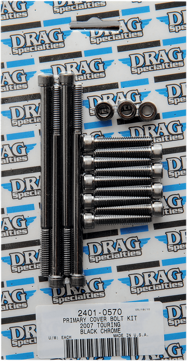 DRAG SPECIALTIES 2401-0570 Bolt Kit - Primary Cover - Knurled - Black/Chrome - '07-'16 Touring — image 2 of 2