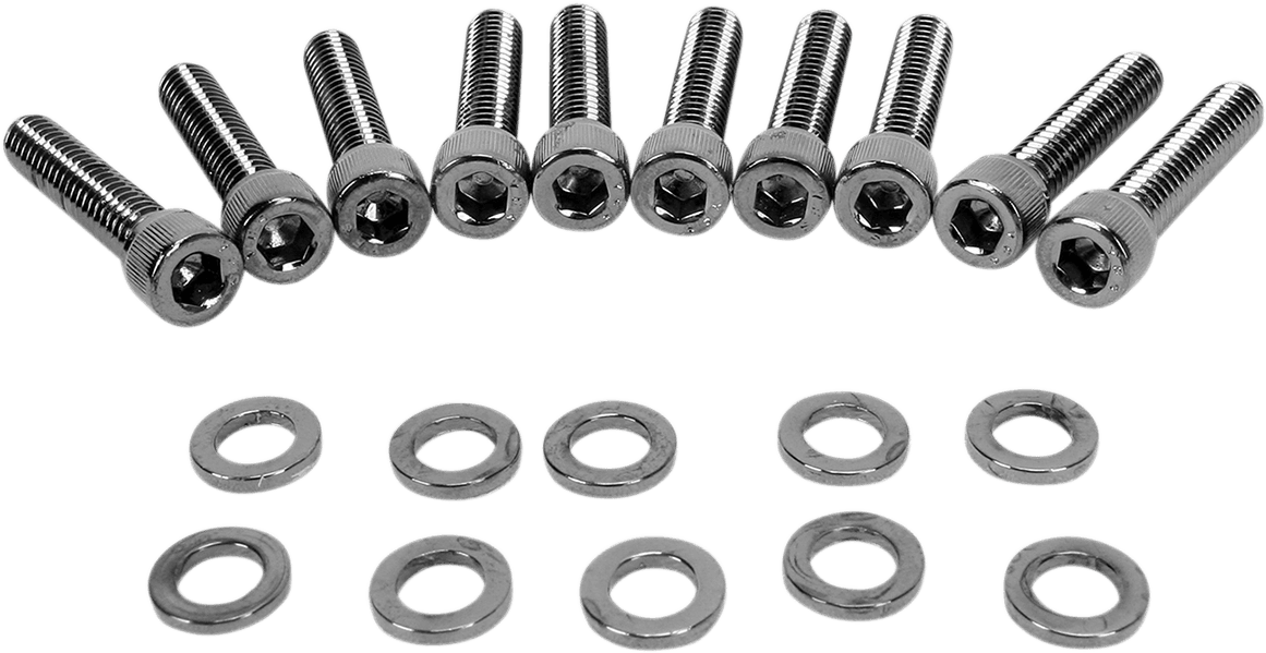 DRAG SPECIALTIES 2401-0572 Bolt Kit - Cam Cover - Knurled - Black/Chrome - '99-'17 Twin Cam