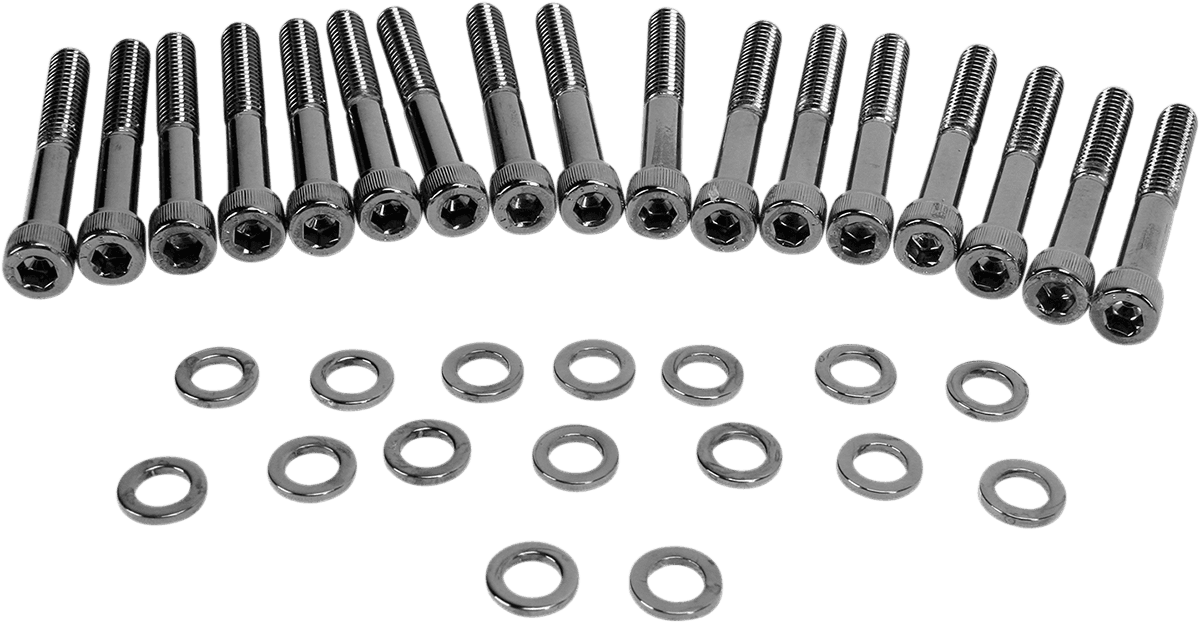 DRAG SPECIALTIES 2401-0574 Bolt Kit - Primary Cover - Knurled - Black/Chrome - '04-'21 Sportster