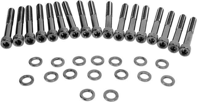 DRAG SPECIALTIES 2401-0574 Bolt Kit - Primary Cover - Knurled - Black/Chrome - '04-'21 Sportster — image 1 of 2