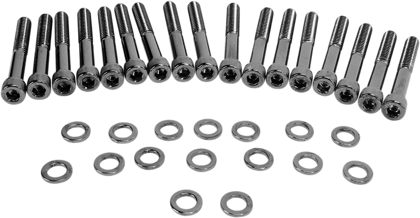 DRAG SPECIALTIES 2401-0574 Bolt Kit - Primary Cover - Knurled - Black/Chrome - '04-'21 Sportster — image 1 of 2