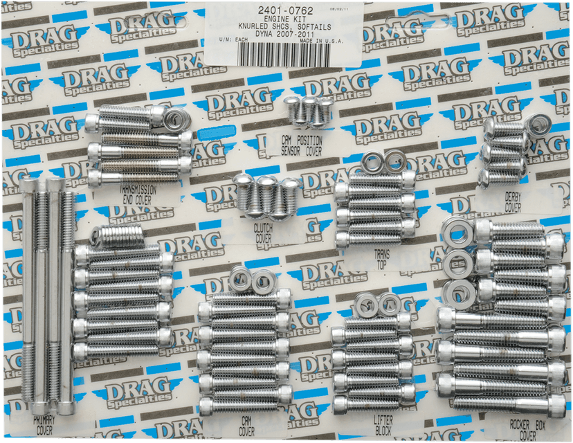 DRAG SPECIALTIES 2401-0762 Bolt Kit - Complete Motor - Knurled/Socket-Head - '07-'17 Softail/Dyna — image 2 of 2