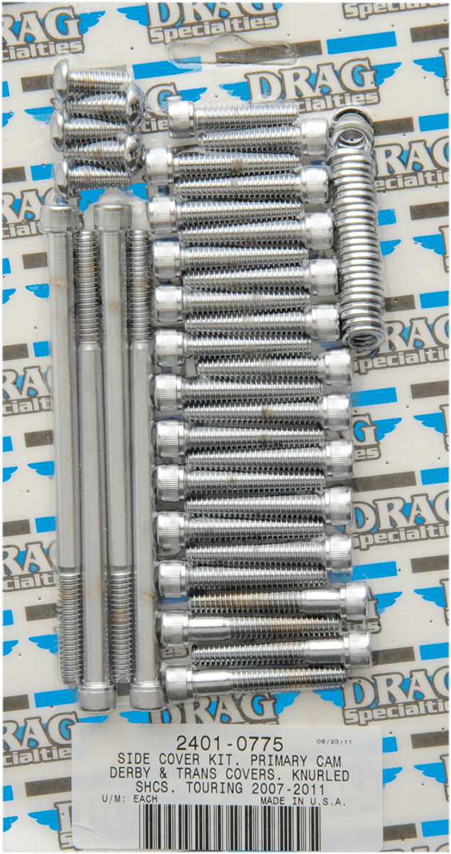DRAG SPECIALTIES 2401-0775 Bolt Kit - Primary/Transmission Side Cover/Derby Cover - Knurled - Touring — image 2 of 2