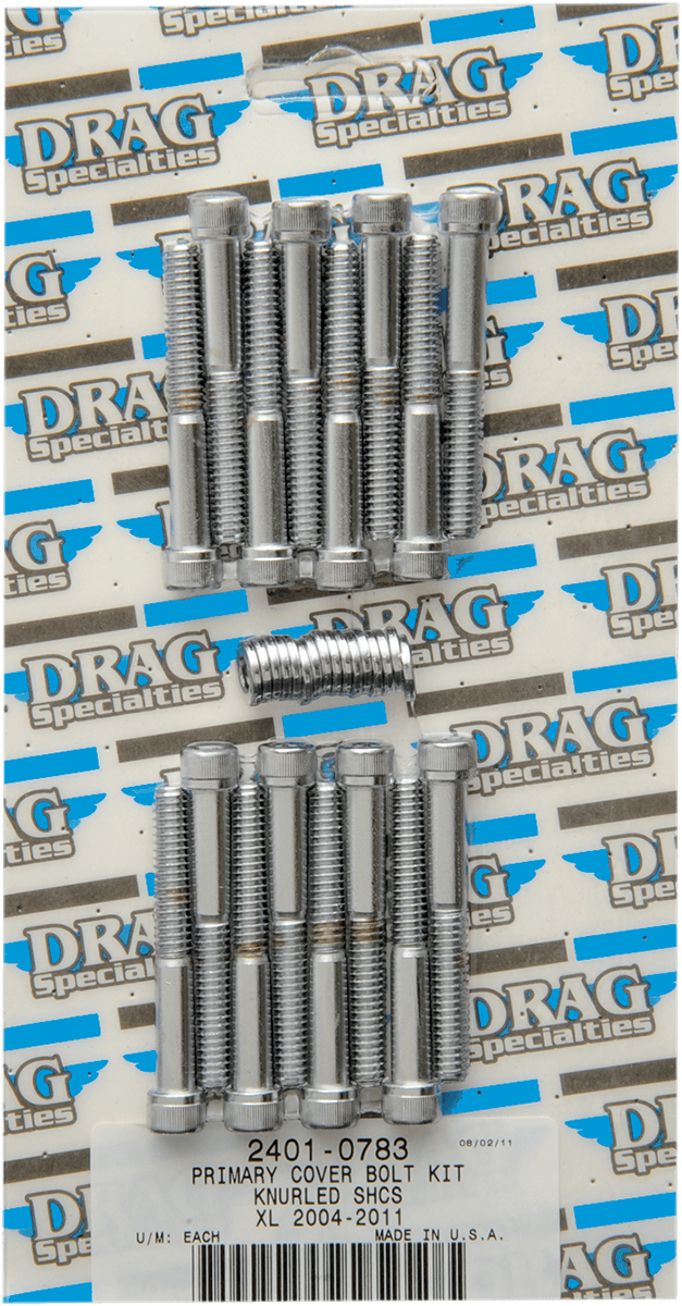 DRAG SPECIALTIES 2401-0783 Bolt Kit - Primary Cover - Knurled - Chrome - Sportster — image 2 of 2