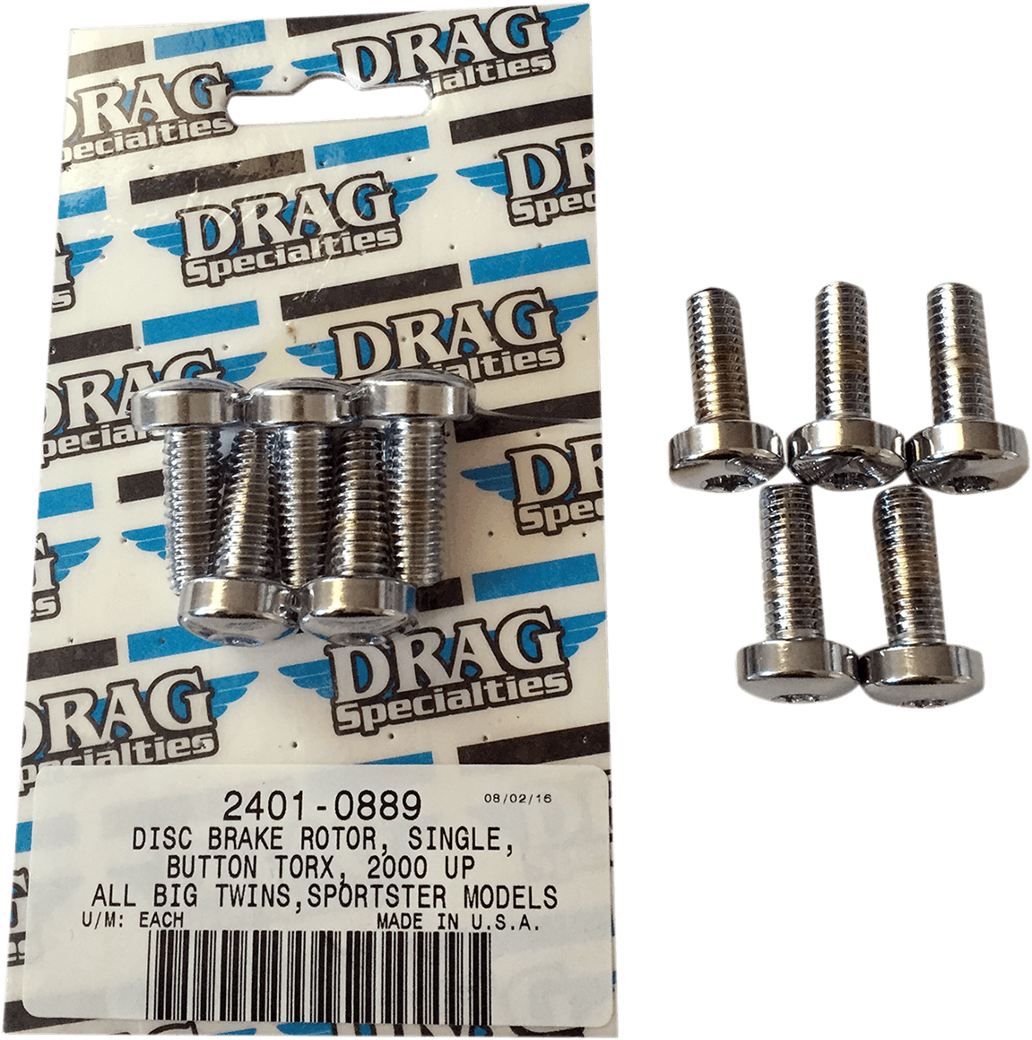 DRAG SPECIALTIES 2401-0889 Mounting Kit - Rotor to Hub - Front - Chrome