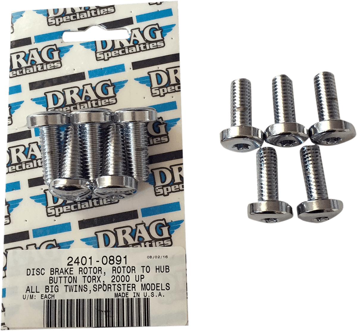 DRAG SPECIALTIES 2401-0891 Mounting Kit - Rotor to Hub - Rear - Chrome