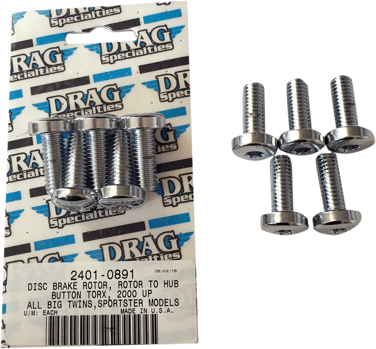 DRAG SPECIALTIES 2401-0891 Mounting Kit - Rotor to Hub - Rear - Chrome