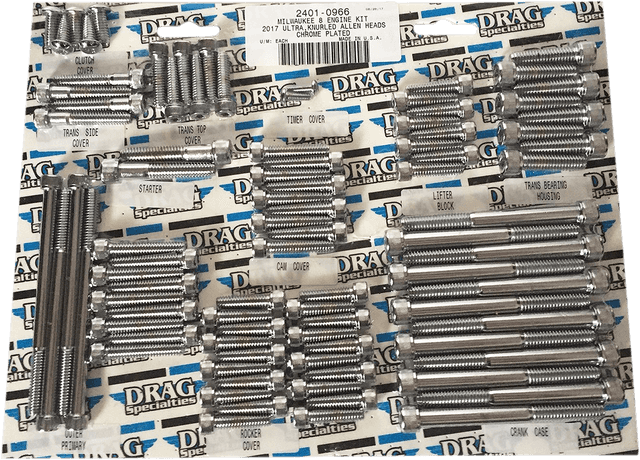 DRAG SPECIALTIES 2401-0966 Bolt Kit - Engine - Knurled/Socket-Head - Chrome - M8 — image 2 of 2