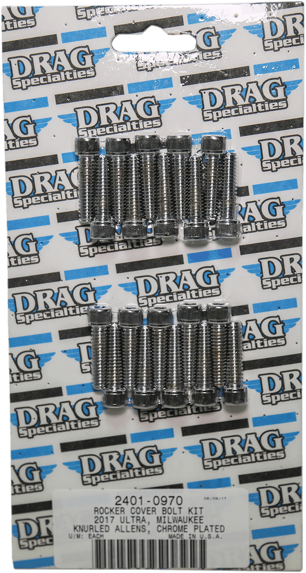 DRAG SPECIALTIES 2401-0970 Bolt Kit - Rocker Cover - Knurled/Socket-Head - Chrome - M8 — image 2 of 2