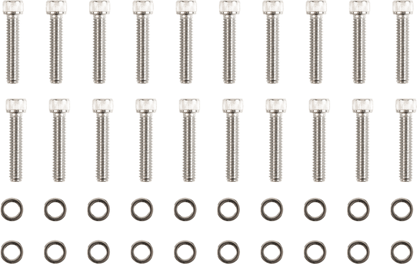 DRAG SPECIALTIES 2401-0970 Bolt Kit - Rocker Cover - Knurled/Socket-Head - Chrome - M8 — image 1 of 2