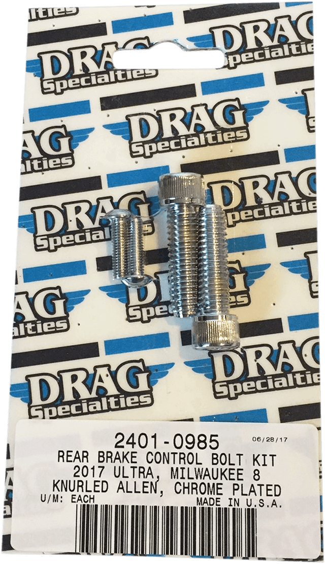 DRAG SPECIALTIES 2401-0985 Bolt Kit - Rear Brake Control - Knurled/Socket-Head - Chrome - M8 — image 2 of 2