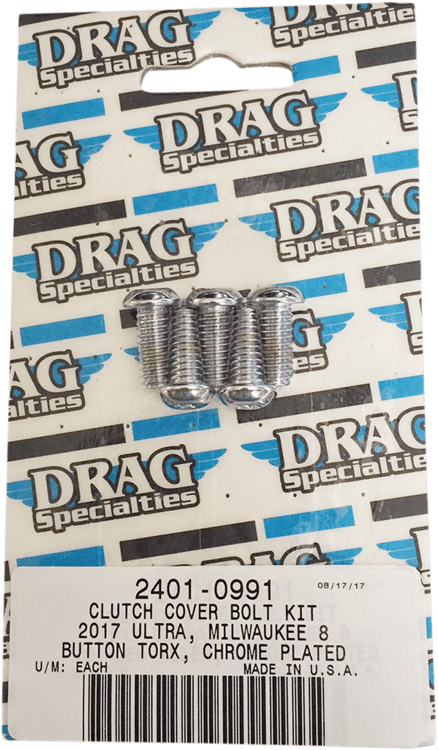 DRAG SPECIALTIES 2401-0991 Bolt Kit - Clutch Cover - Smooth/Button-Head/Torx - Chrome - M8 — image 2 of 2