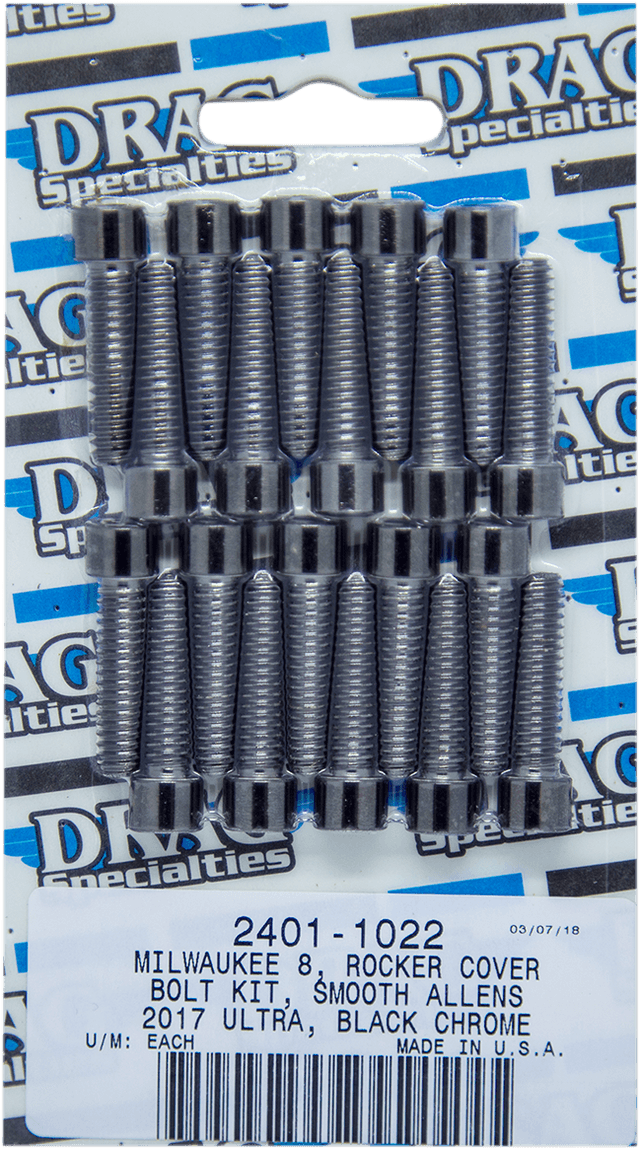 DRAG SPECIALTIES 2401-1022 Bolt Kit - Rocker Cover - Smooth/Socket-Head - Black/Chrome - M8 — image 2 of 2
