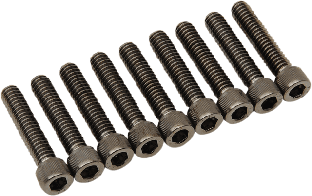 DRAG SPECIALTIES 2401-1025 Bolt Kit - Cam Cover - Knurled/Socket-Head - Black/Chrome - M8