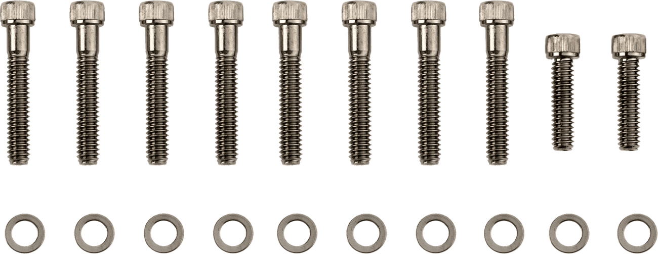 DRAG SPECIALTIES 2401-1030 Bolt Kit - Transmission Side Cover - Knurled/Socket-Head - Black/Chrome - M8