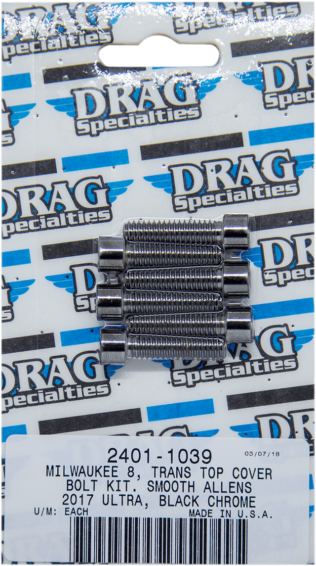 DRAG SPECIALTIES 2401-1039 Bolt Kit - Transmission Top Cover - Smooth/Socket-Head - Black/Chrome - M8 — image 2 of 2